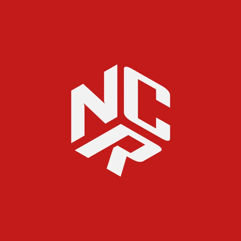 Logo iconographique Nicolas Collardey Réparation blanc sur fond rouge.